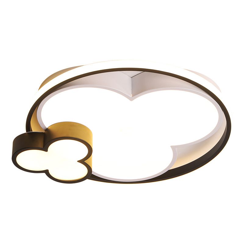 Modern Plum Shaped Flush Light Acrylic Bedroom LED Ceiling Mount Light in Black-White