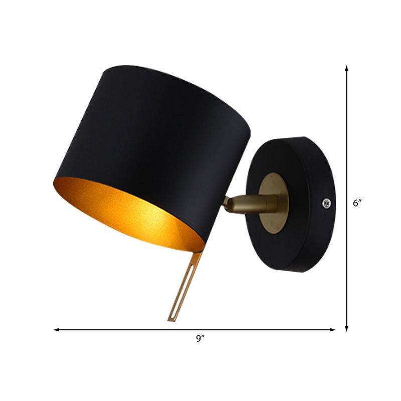 Cylinder Wall Mount Lighting Minimalism Metallic 5" W 1 Light Black/Pink/Yellow/Blue Wall Sconce for Corridor