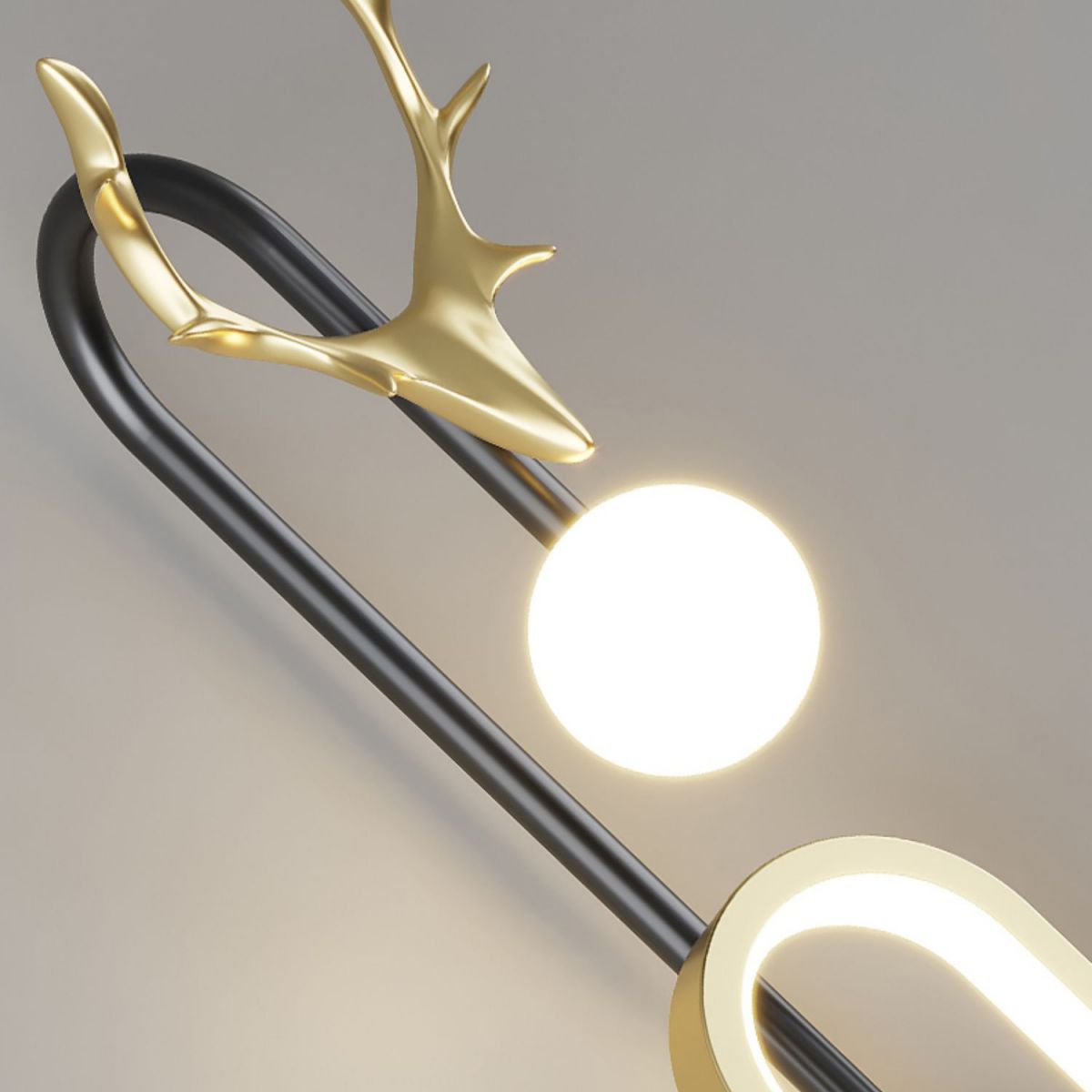 Nordic Metal Wall Light Geometric Antlers Shape 2 Lights Wall Sconce for Bedroom