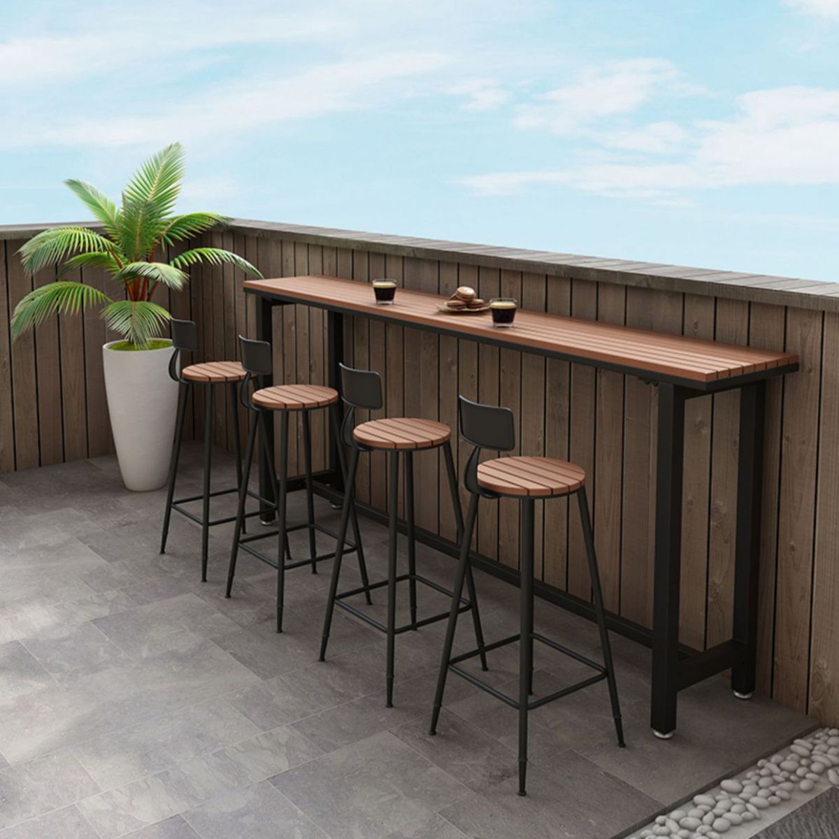 1/4/5 Pieces Wood Bar Stool and Table Set Matte Finish Home Bar Set