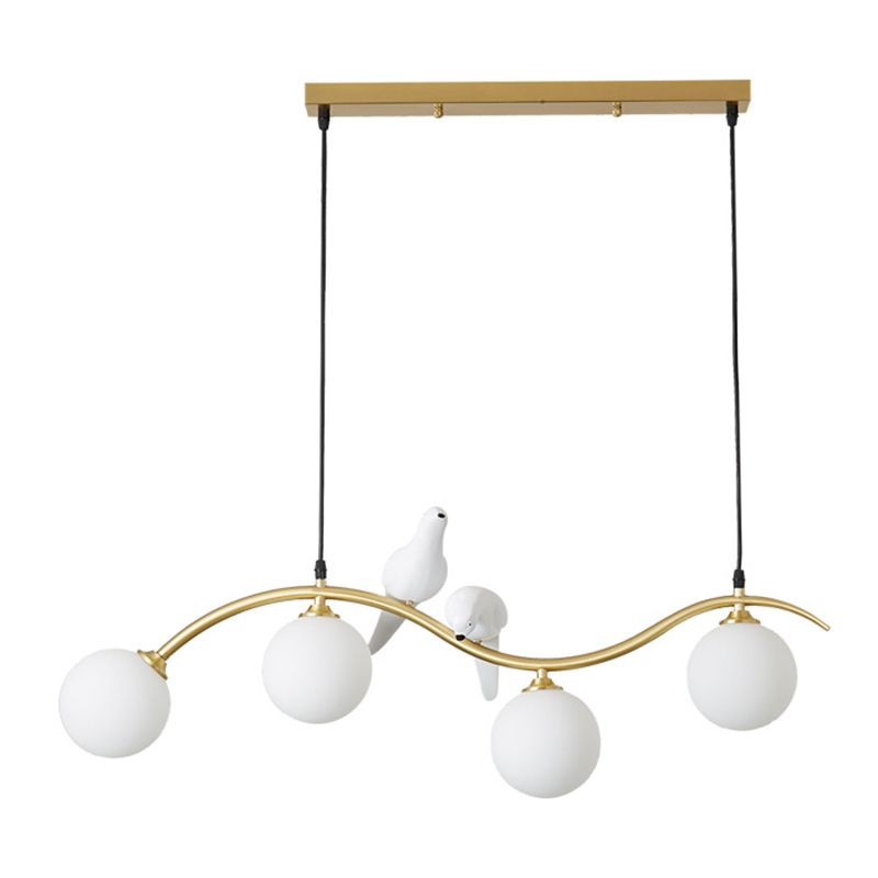 Branch and Bird Island Light Minimalist Metal Diner Pendente soffitto con sfera Opal Glass Shade