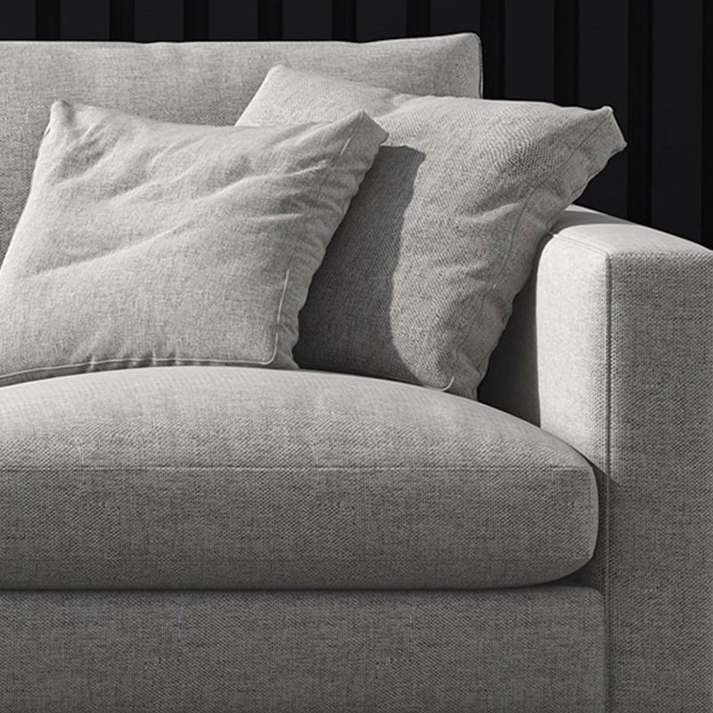 Creamy White Square Arm Contemporary Sofa with Loose Back with Multiple Cushions