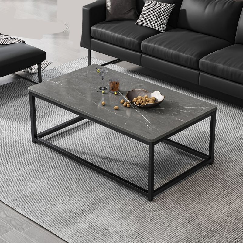 Modern Simple 1 Single Cocktail Table Rectangular Frame Coffee Table with Storage Shelf