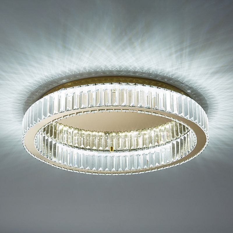 Modern Fashionable LED Ceiling Fixture Stainless-Steel Flush Mount with Crystal Shade