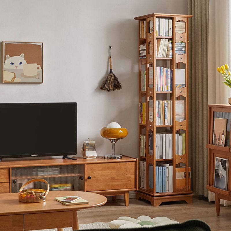 Modern Style Open Back Bookshelf Standard Solid Wood Bookcase with Shelves