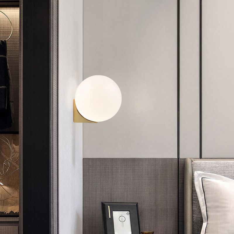 1-Light Bathroom Wall Light Fixture Modern Glass Wall Light Fixtures