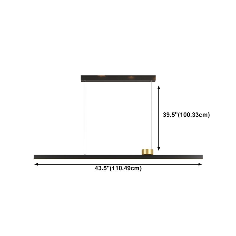 Black Metal Island Lamp Modern Linear Restaurant Pendant Light with Acrylic Shade