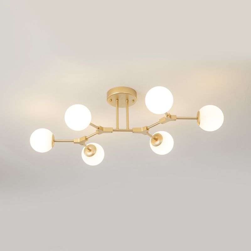 Glass Starburst Ceiling Mount Light Fixture Simplicity Style Gold Ceiling Flush Mount