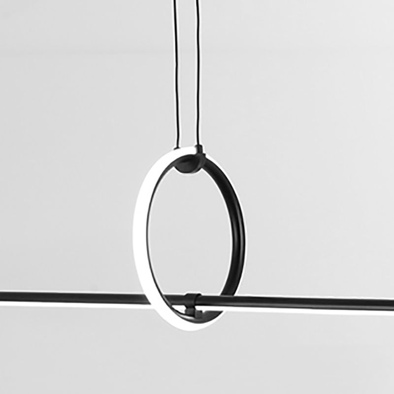 Black Geometrical Island Light Fixture Simple Style LED Metal Island Ceiling Light
