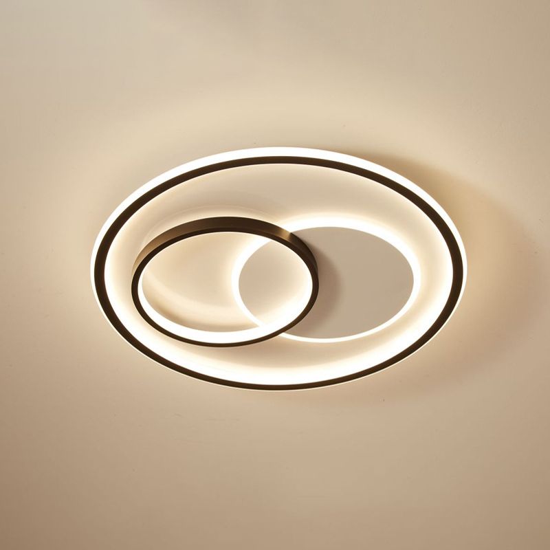 Multi-vierkante/ronde/rechthoekige inbouwlamp Minimalistische ijzeren slaapkamer LED-plafondlamp in zwart, wit/3 kleuren licht