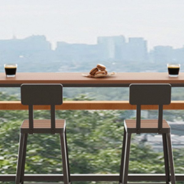 Industrial Manufactured Wood Pub Set 1/5 Pieces Rectangle Bar Table with Metal Stools