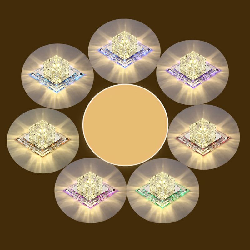 Plafonnier carré artistique à LED transparent, luminaire de plafond pour couloir