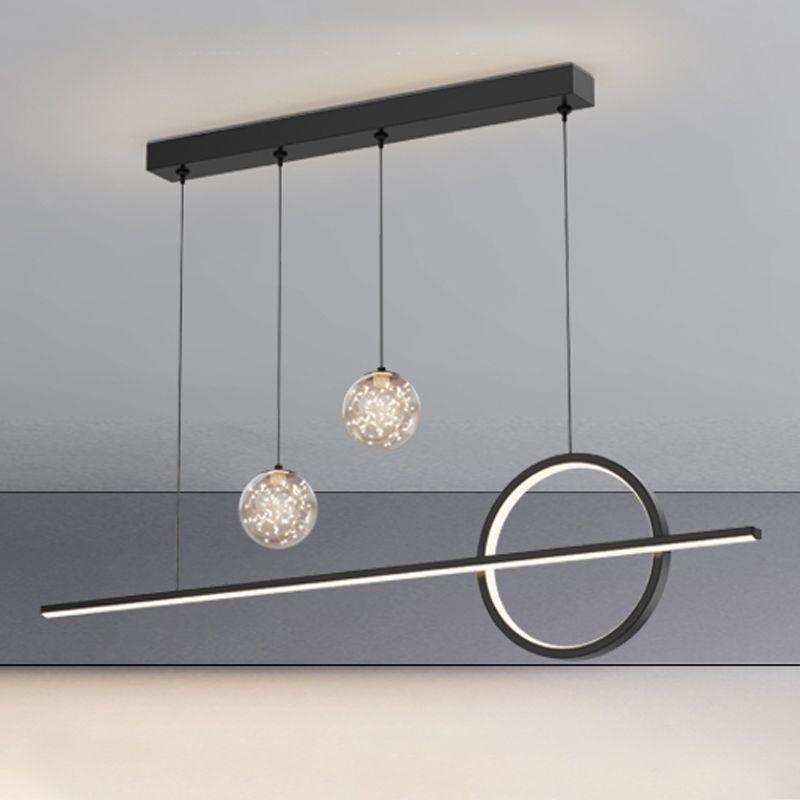 4 Lights de la isla de luz ligera Luces de la isla de vidrio contemporánea en negro