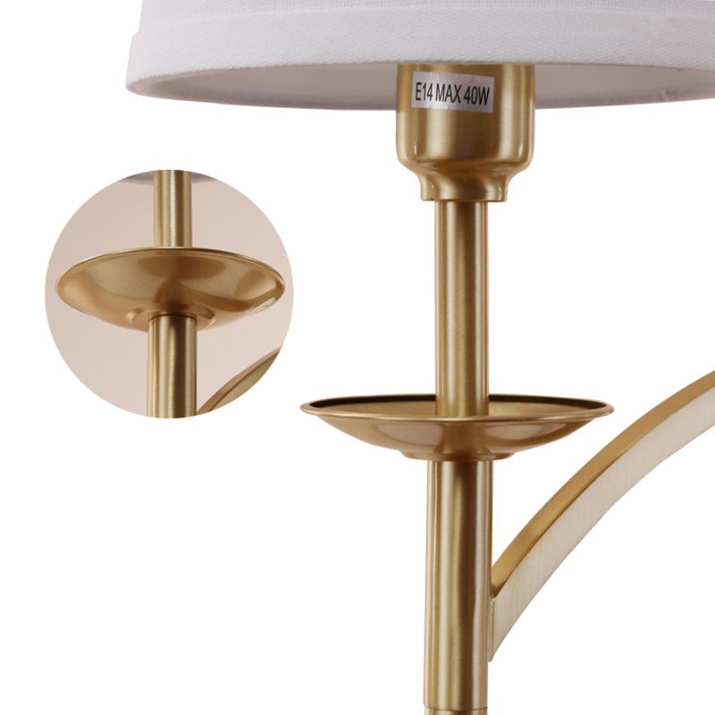 Multi-Head Chandelier Lighting Fixtures Traditional Barrel Suspension Lamp with White Fabric Shade