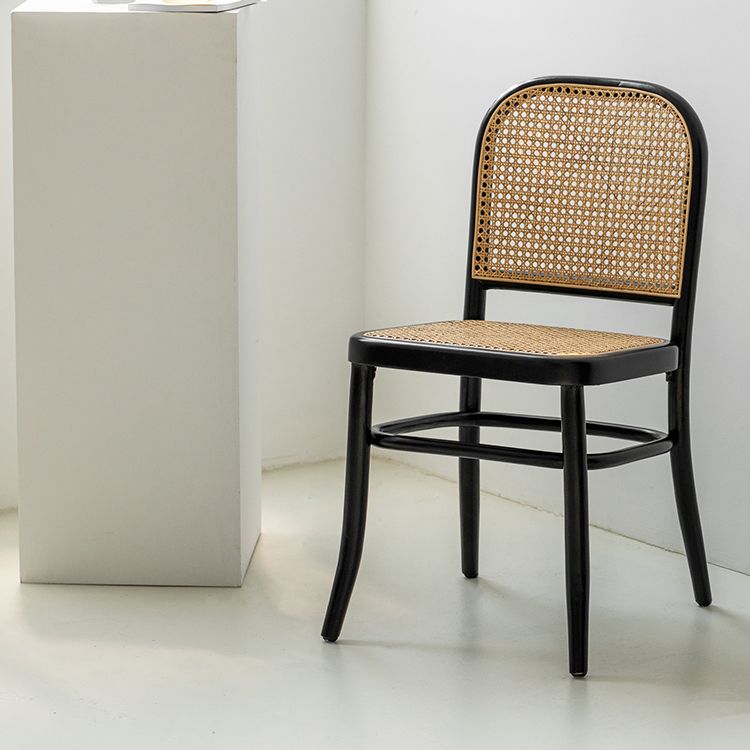 Silla de madera maciza de estilo tradicional, sillas laterales de comedor con respaldo abierto para cocina