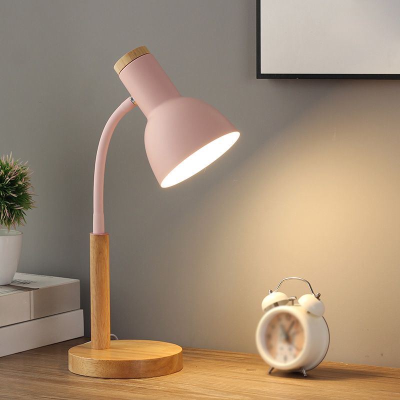 Macaroon Style Night Table Lamps Bell 1-Light Nightstand Lights with Metal Shade for Bedroom