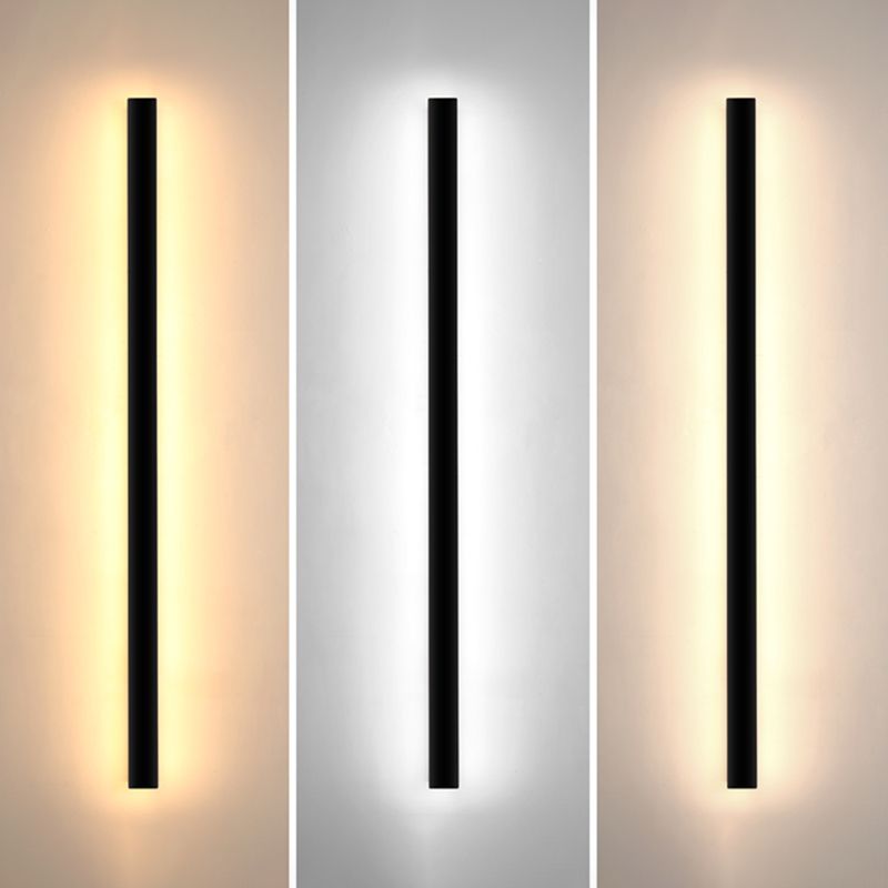 Black Rectangle Shape Metal Acrylic Wall Line Light Fixture Postmodern Style LED Indoor Wall Sconce