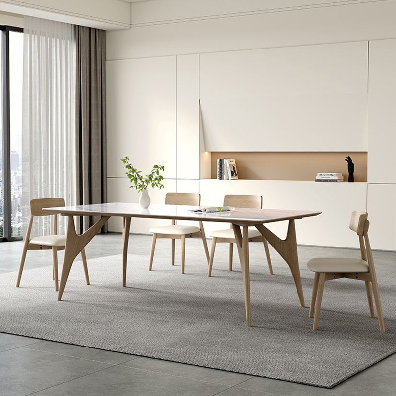 Modern 1/2/5/7 Pieces Dining Chairs Set Stone Rectangle Furniture in White