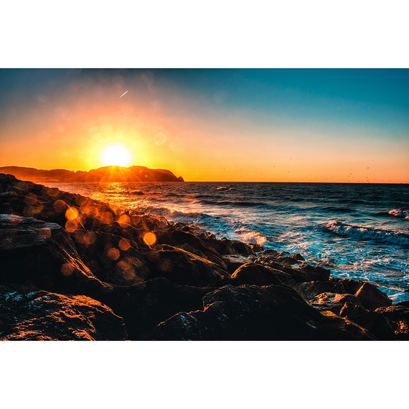 Modern Photography Mural Wallpaper Beautiful Beach Sitting Room Wall Mural