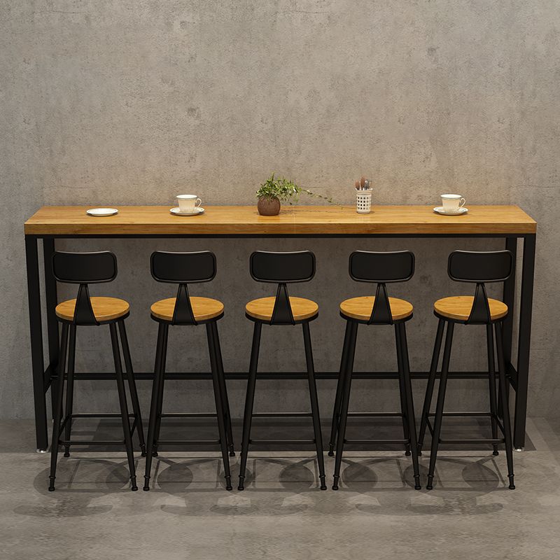 Industrial 1/611 Pieces Bar Table Set Rectangle Pine Wood Counter Table with High Stools