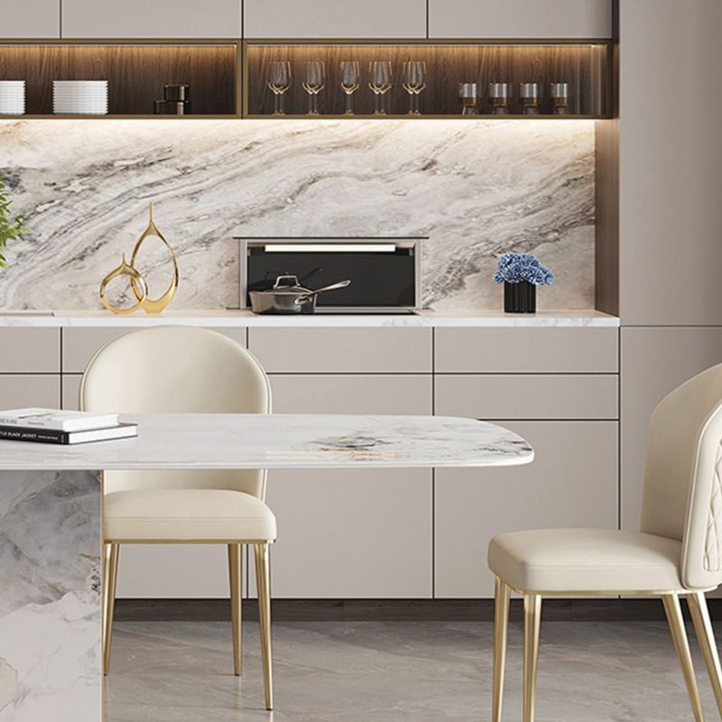 White and Gold Dining Collection Traditional Luxury Dining Pedestal Casual Table