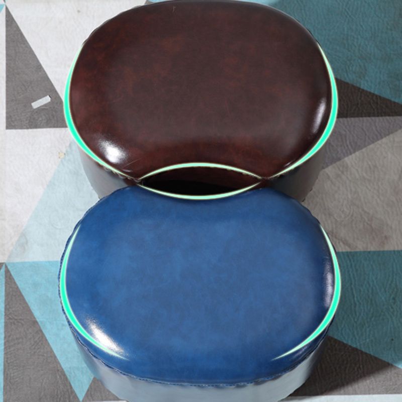 Modern Irregular Leather Ottoman Water Resistant Footstool Ottoman with Nailhead Trim