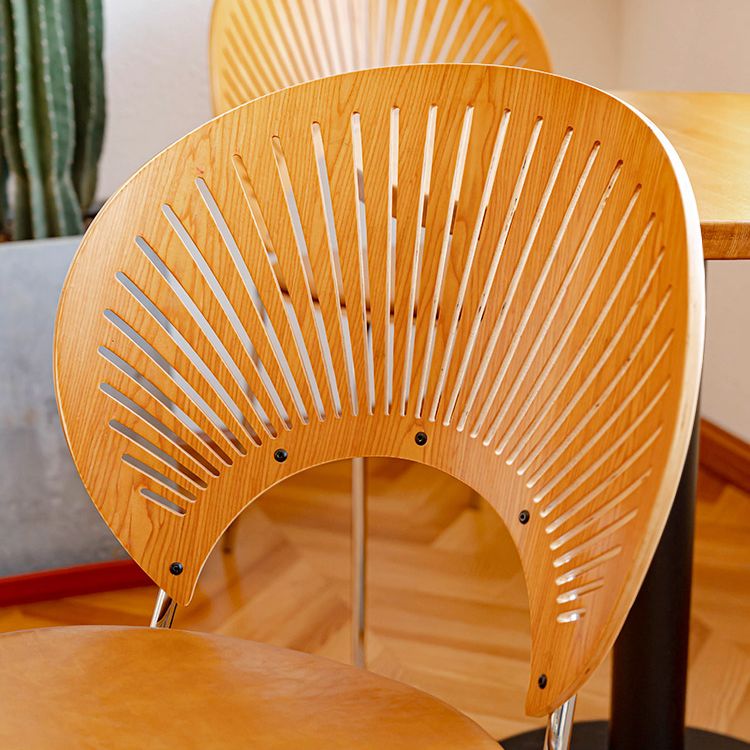 Scandinavian Style Open Back Dining Side Chair with Metal Legs Armless Side Chairs for Home