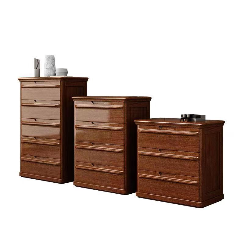 Contemporary Home Wooden Storage Chest Vertical Chest in Brown with Drawers
