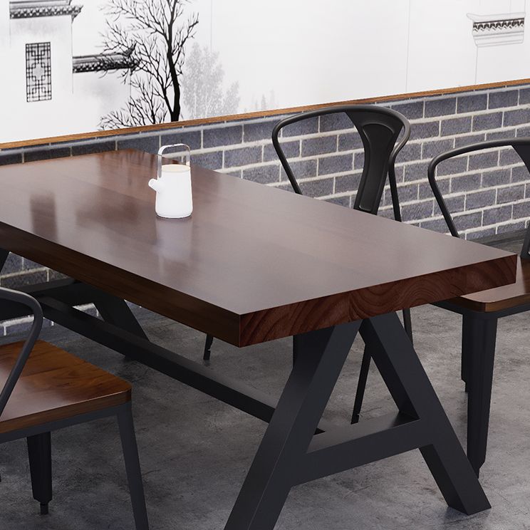 Industrial Kitchen Rectangle Dinner Table Solid Wood Dining Table