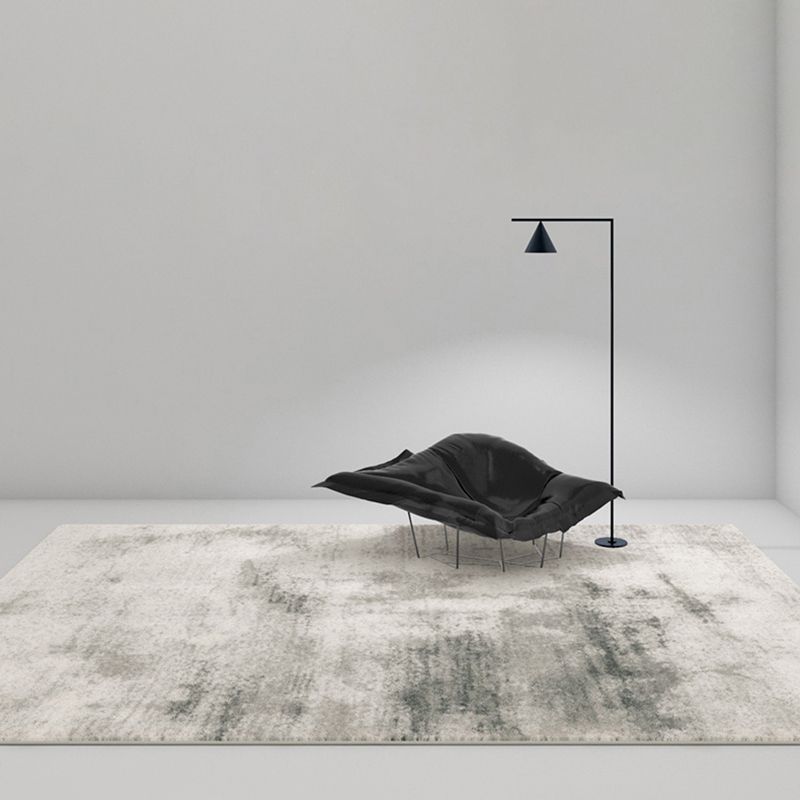 White Tone Minimalist Area Carpet Polyester Mottled Effect Indoor Rug Easy Care Rug for Living Room