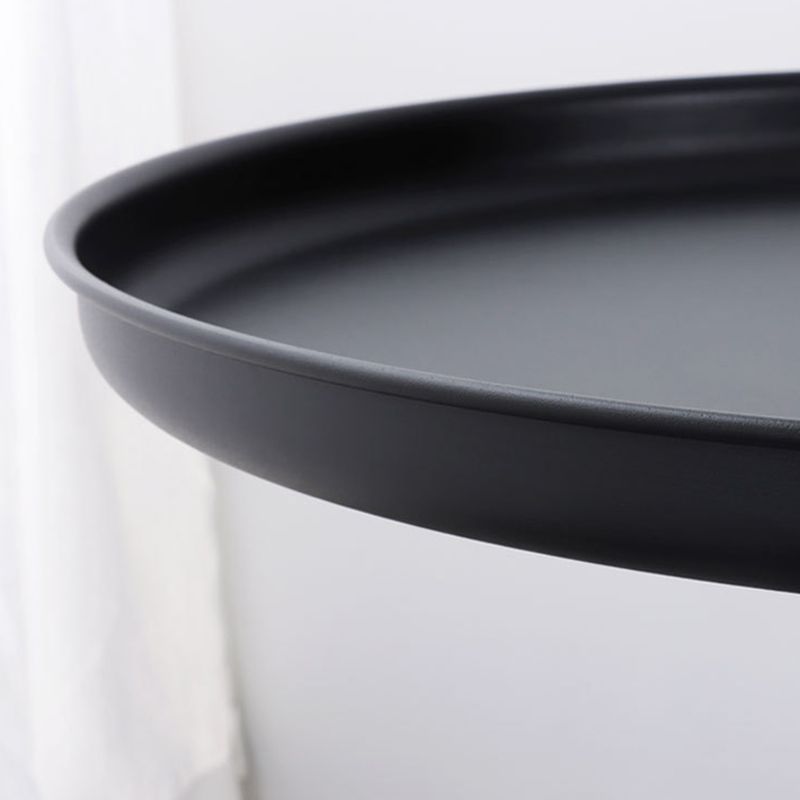 Mid-Century Modern Coffee Table Metal Tray Top Round Single Coffee Table