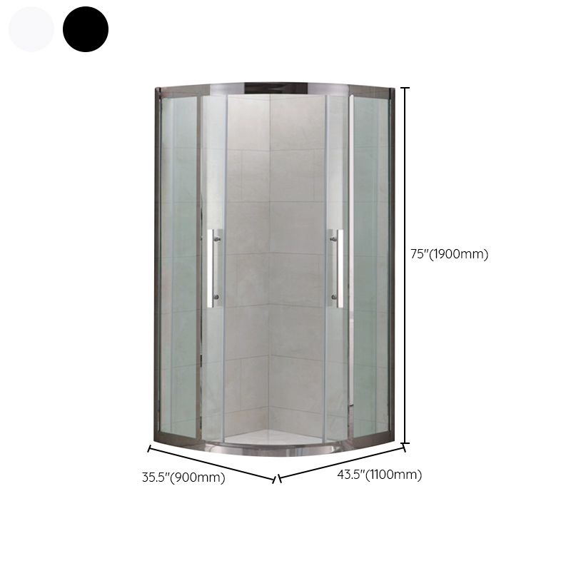 Shower Enclosure Semi-Frameless Double Sliding Neo-Angle Black Door Handles Shower Stall
