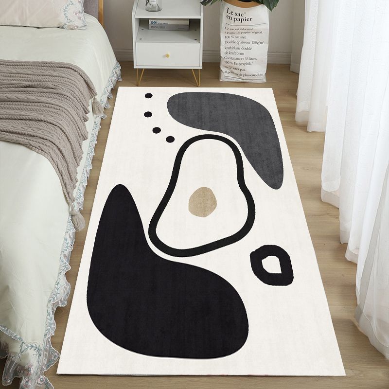Modern Bedroom Area Rug Geometric Pattern Polyester Area Carpet Non-Slip Backing Area Rug