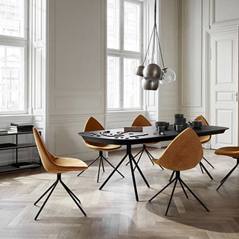 Modern Dining Room Side Chair Black Metal Legs Armless Dining Chairs