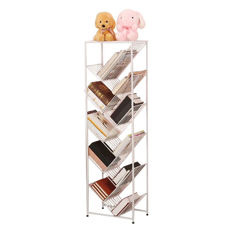Modern Style Metal Bookcase White Open Bookshelf for Living Room