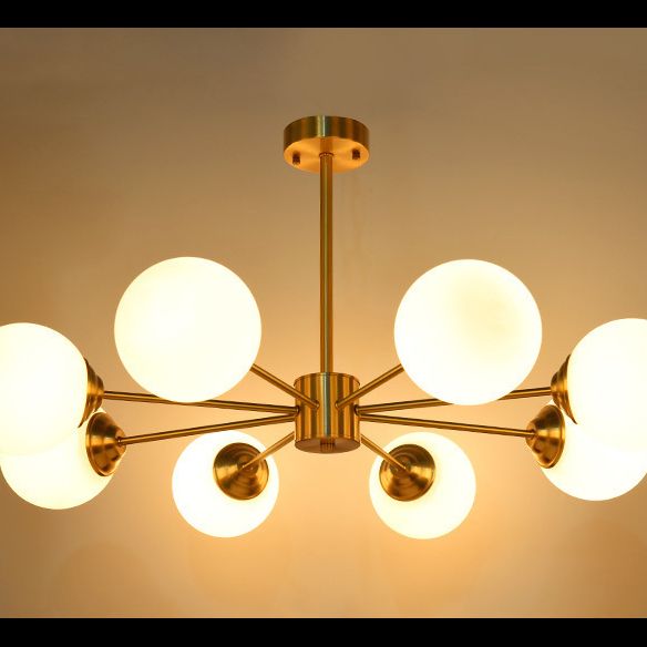 Gold Globe-Shaped Hanging Light Fixture Modern Style Glass Pendant Lighting for Bedroom