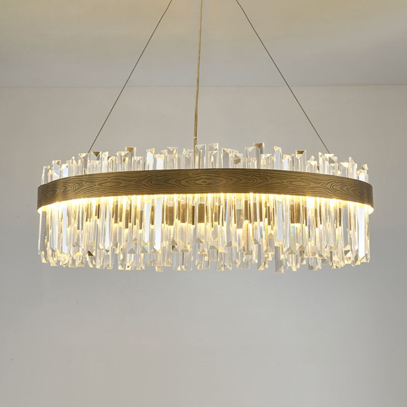 Gold Nordic Modern Lighting Fixtures Crystal Circle Down Lighting Pendant