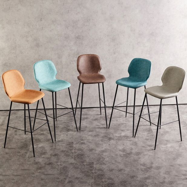 Modern Low Back Bar-stool PU Leather Bar Stool with Metal Legs