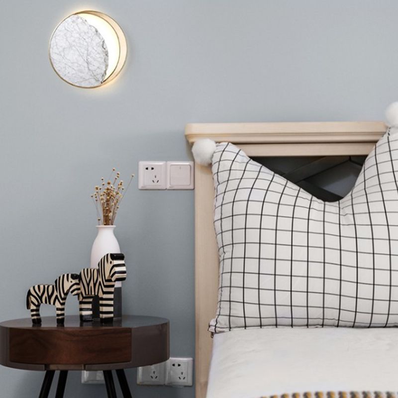 Stone Round Wall Sconce Lighting Modern Style 2 Lights Wall Lamps
