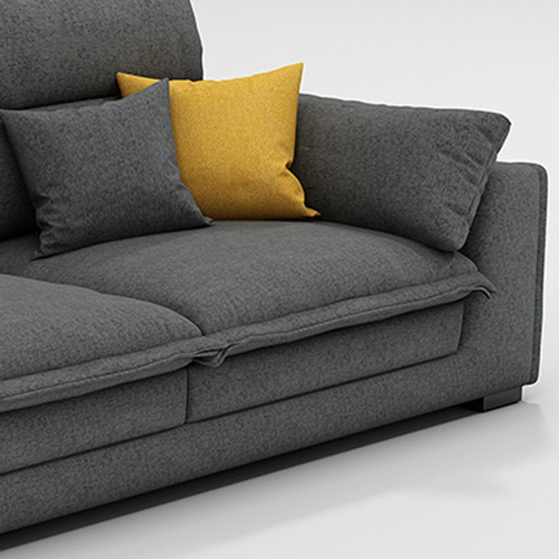 Linen Sectional Sofa L-Shape Stationary Sectional Sofa,Pillowed Back Cushions