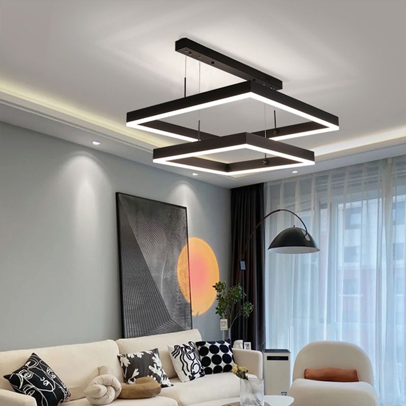 Modern Chandeliers For Dining Room Multiple Squares Hanging Light Fixtures