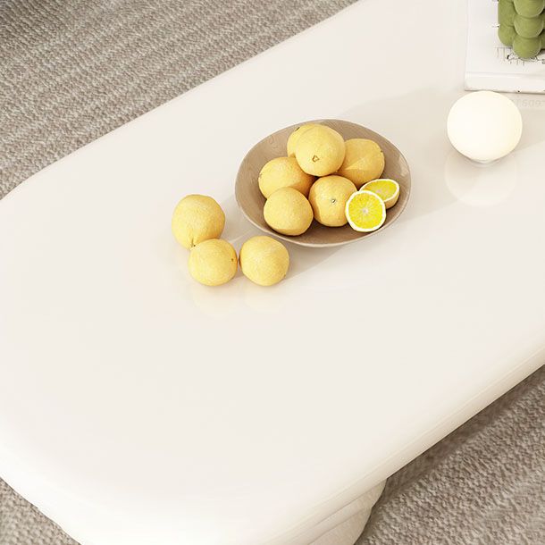Modern 4 Legs Cocktail Table Oval Engineered Wood Coffee Table - White