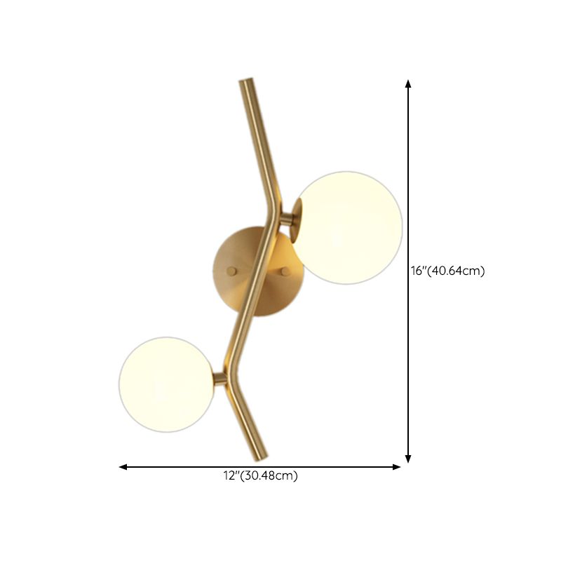 Glass Ball Shape Sconce Light Modern-Style 2 Lights Wall Light Fixtures in Gold