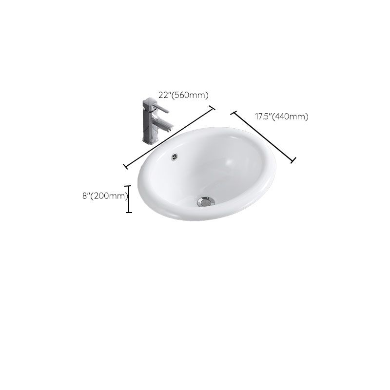 Contemporary Bathroom Sink with Overflow Porcelain Round Vessel Lavatory Sink