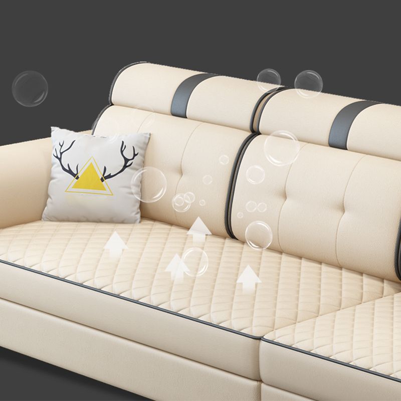 Modern Faux Leather Sofa Stain-Resistant Pillow Top Arm Furniture Sectionals