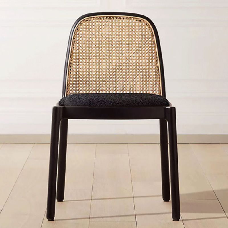 Contemporary Armless Chairs Upholstered Dining Chairs with Wood Base