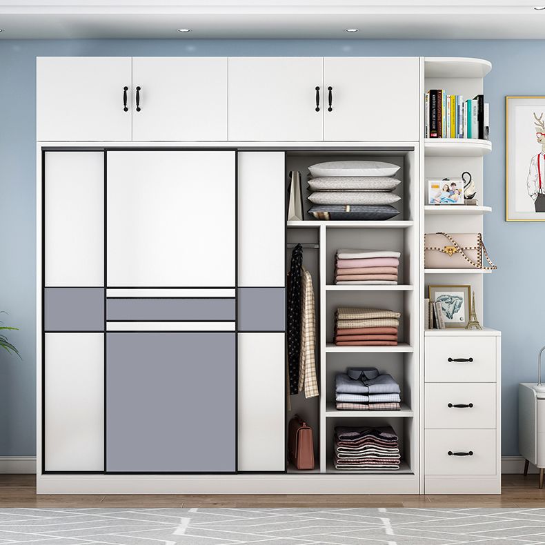 Freestanding Wood Frame Wardrobe Armoire Sliding Soft Close Doors Wardrobe