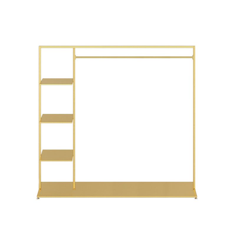 Modern Entryway Kit Hanging Rail and 3 Side Storage Shelves Coat Hanger