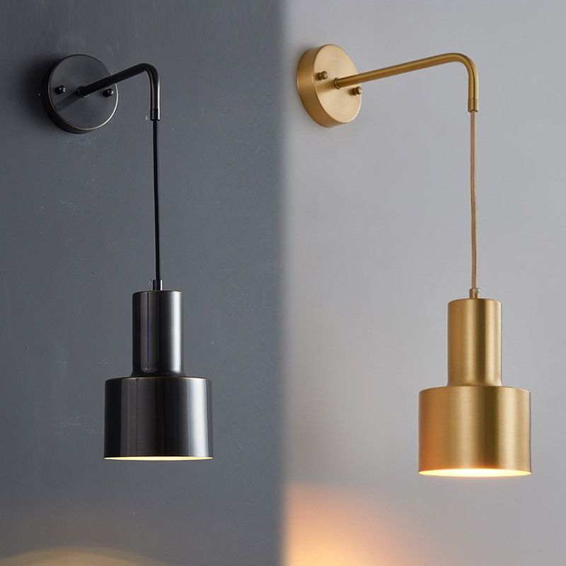 Metal Cylinder Sconce Light Fixture Modern 1-Light Wall Light