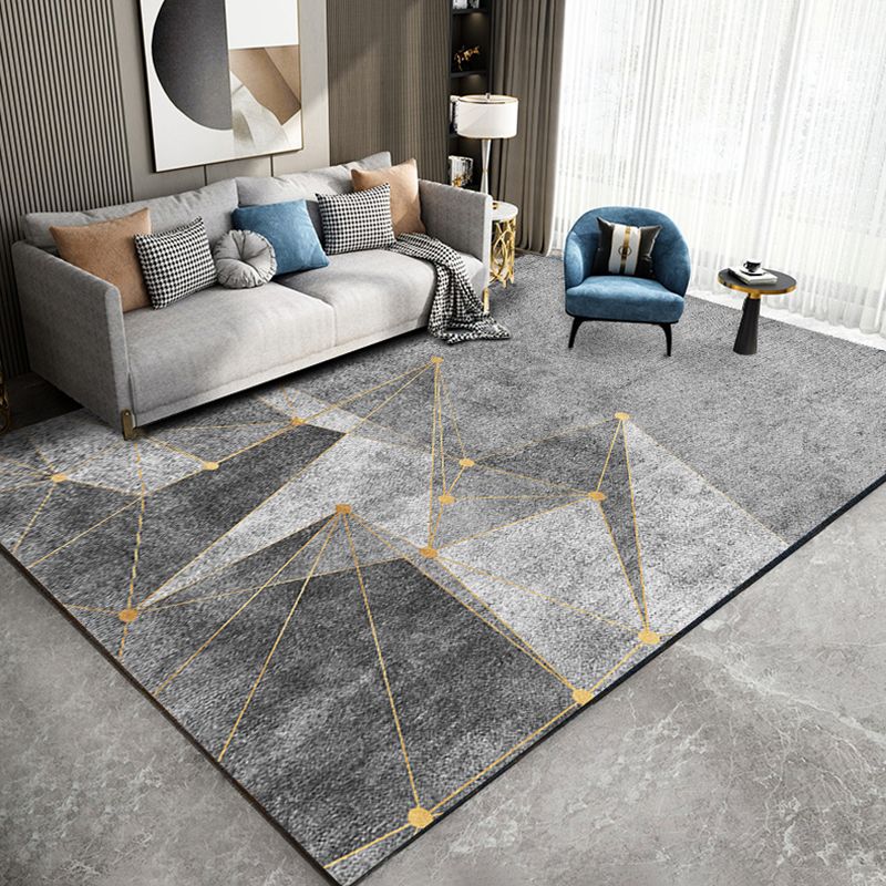 Multicolor Home Decoration Carpet Calming Triangle Print Area Rug Polyester with Stain Resistant Rug
